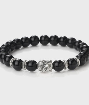Buddha Hoofd Kralen Armbanden - Natuursteen (Tijgeroog, Vulkanisch, Malachiet, Rozenkwarts)