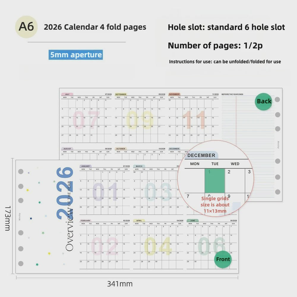 2027 Jaarkalender Navulling voor Planner | A6, A7, M5 | 4-Fold Ontwerp