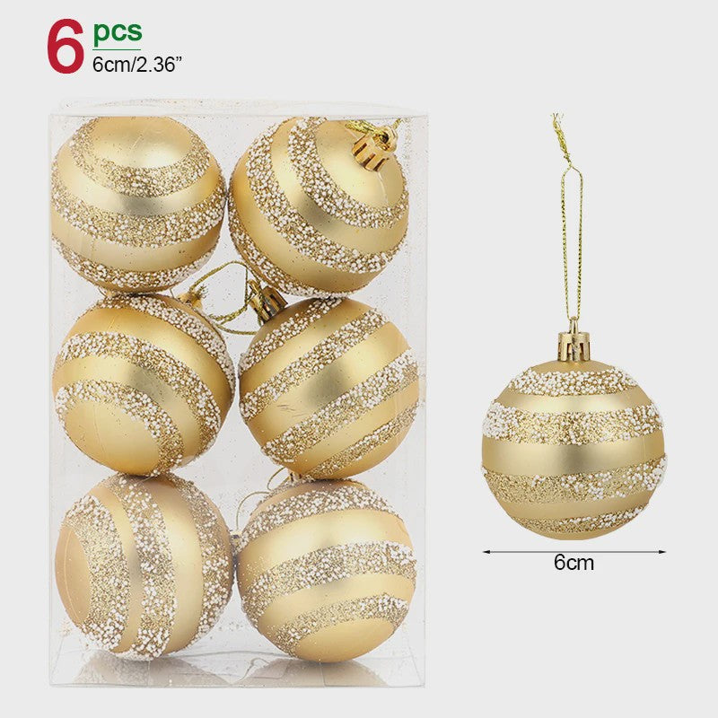 Set van 6 Kerstballen - 6cm Diameter - Decoratieve Kerstboom Hangers