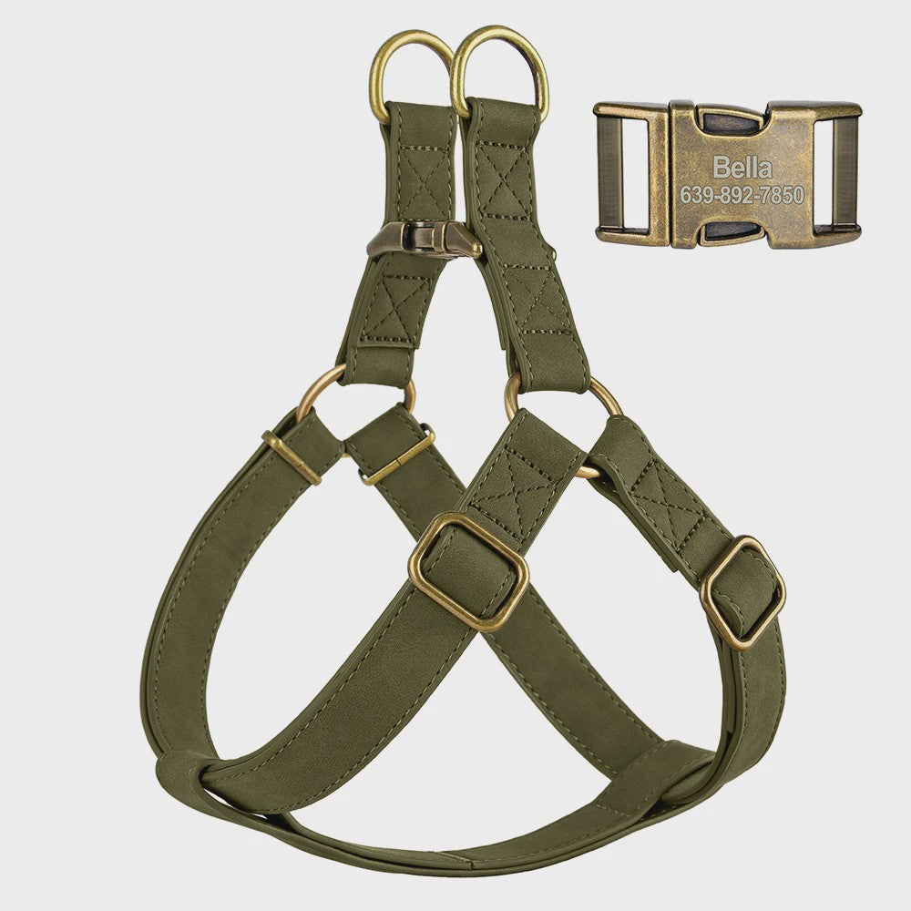 Luxe PU Leder Hondentuig met Leash en Gepersonaliseerde ID Gesp - Duurzaam voor Kleine & Middelgrote Honden