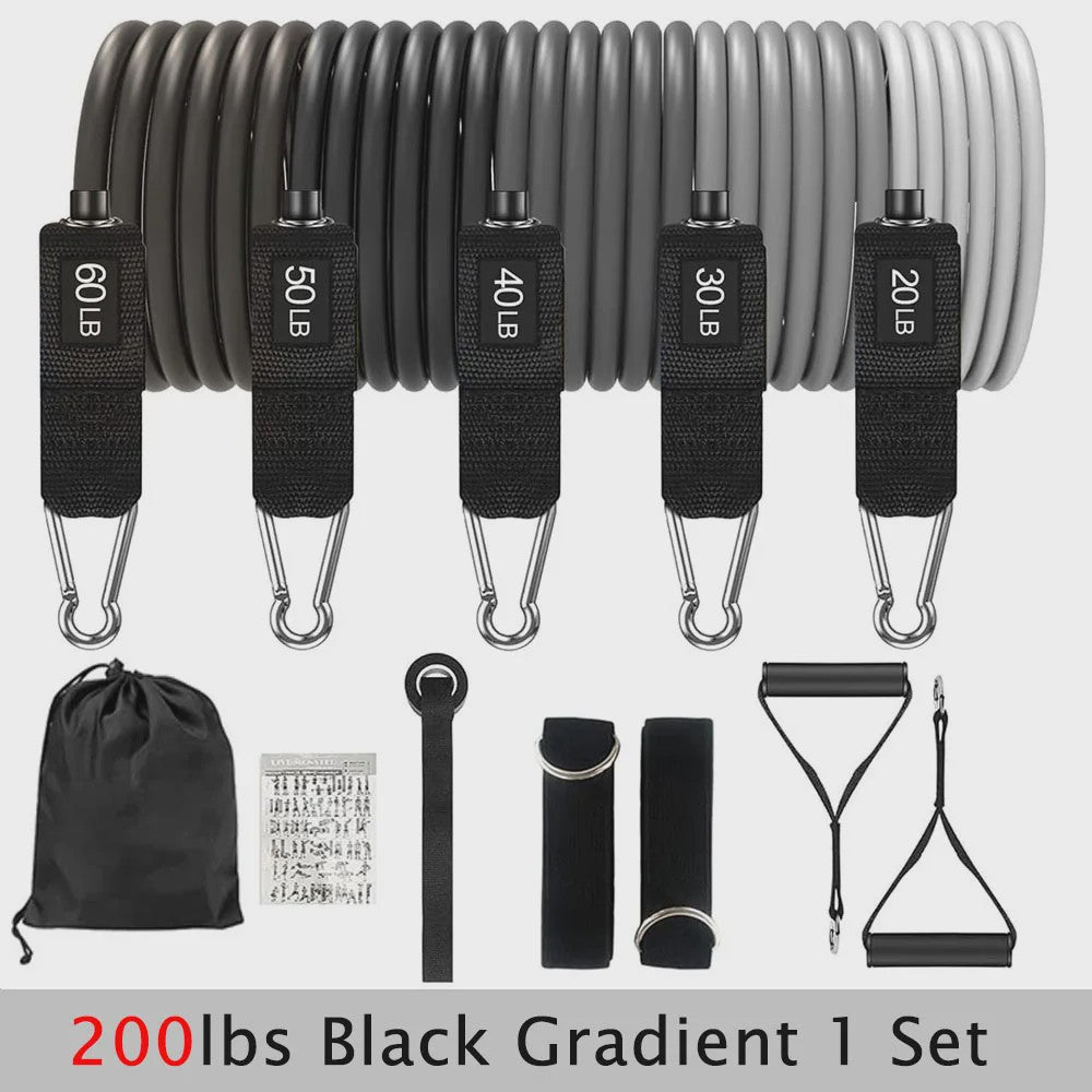 Professionele Weerstandsbanden Set (20-200 LBS) voor Krachttraining Thuis, Gym & Fitness