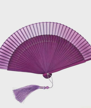 Luxe Bamboe Vouwventilator met Gradatiekleur & Kwastje - Retro Stijl