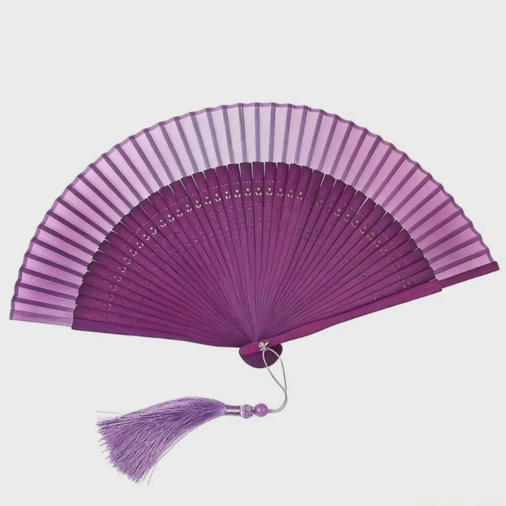Luxe Bamboe Vouwventilator met Gradatiekleur & Kwastje - Retro Stijl