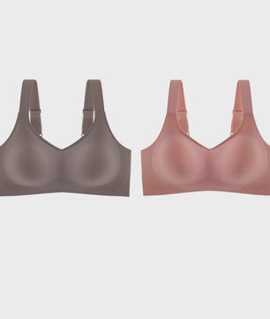 Set van 2 Naadloze Comfort BH's met V-hals en Brede Bandjes - Draadloos & Onzichtbaar