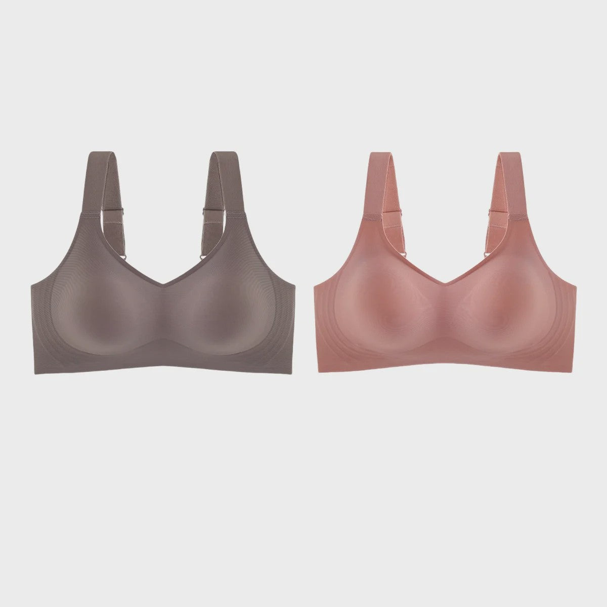 Set van 2 Naadloze Comfort BH's met V-hals en Brede Bandjes - Draadloos & Onzichtbaar