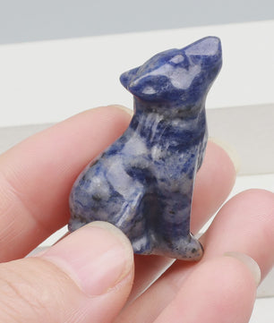 Kristallen Wolf Beeldje - Natuursteen Energie Steen Decoratie