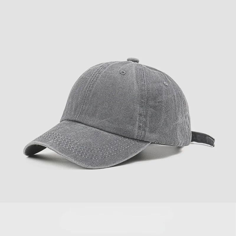 Vintage Washed Denim Baseball Cap - Unisex Snapback voor Heren & Dames