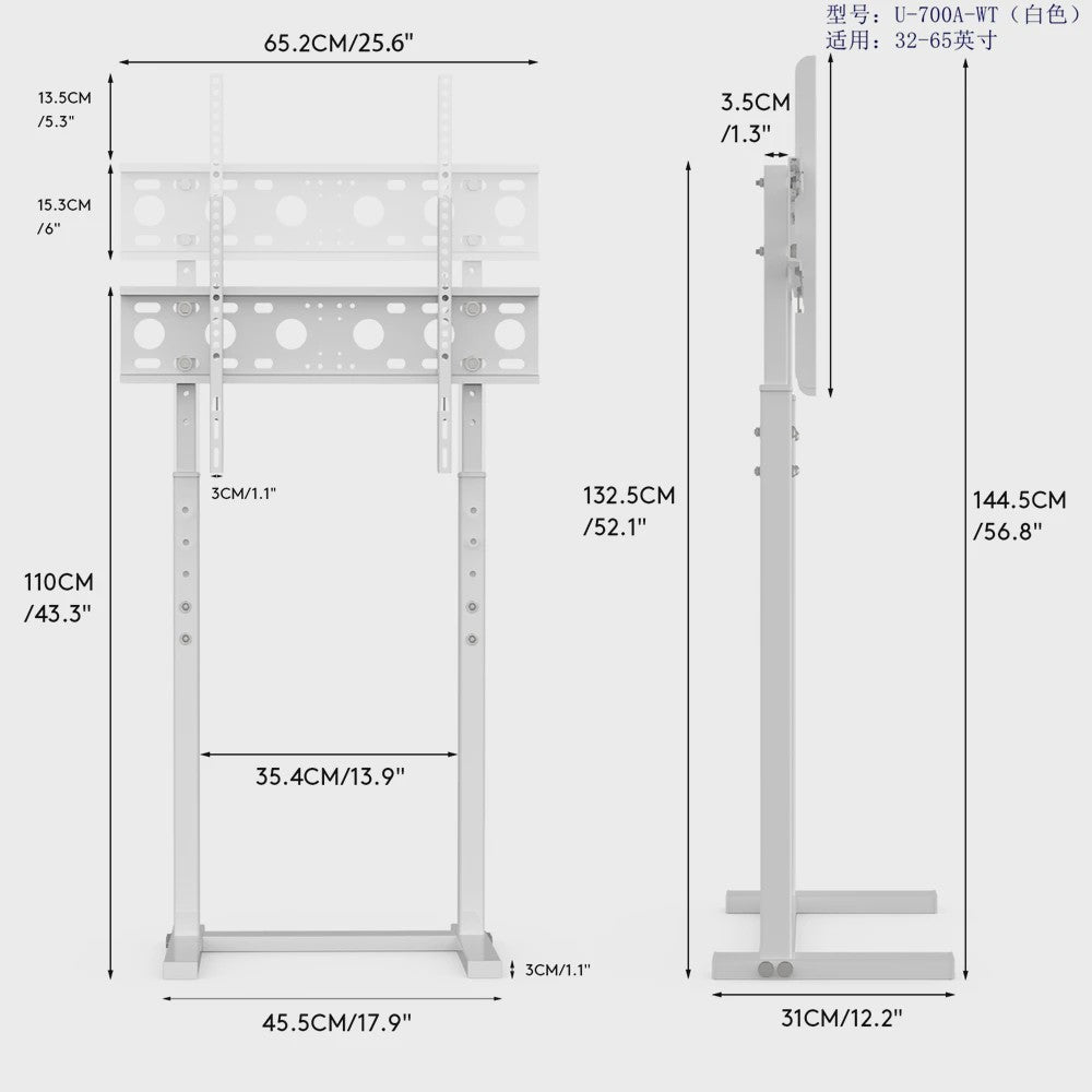 Verstelbare TV Standaard (32-85 inch) - Geen Boren Nodig