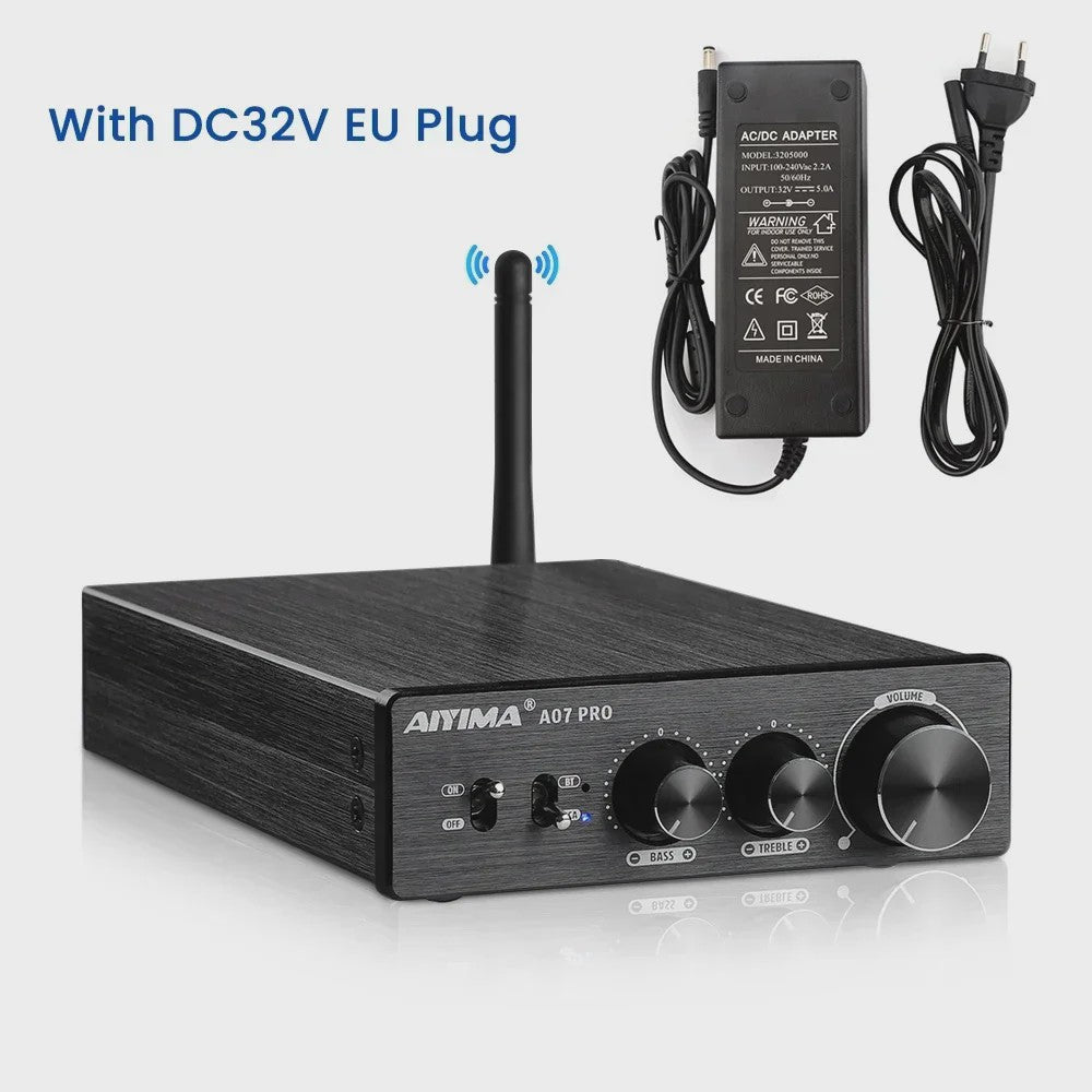 AIYIMA A07 PRO Bluetooth 5.2 Versterker TPA3255 - 2x 300W Stereo Digitale Audio Versterker met RCA & APT-X HD