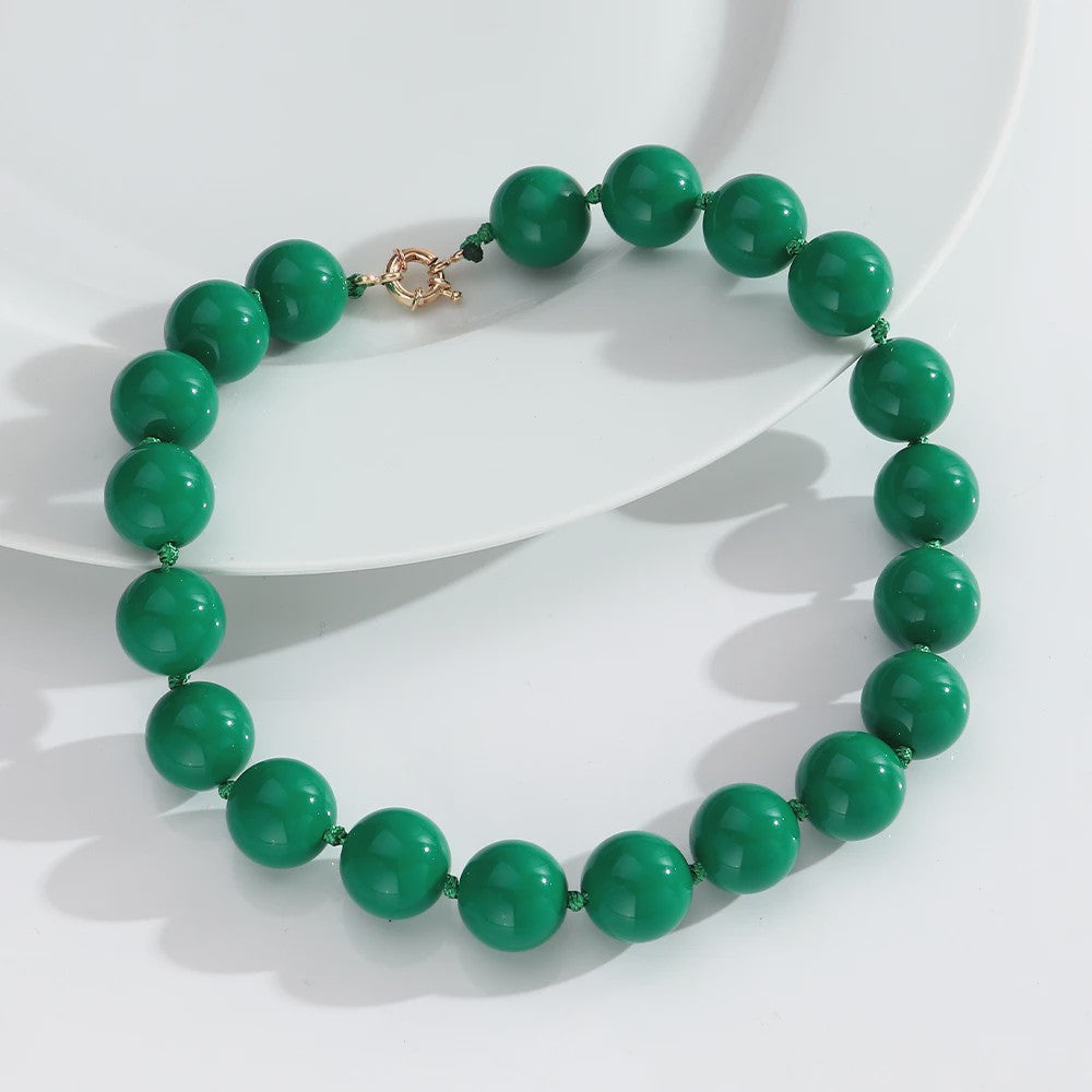 Handgemaakte Retro Acryl Ketting met Grote Kleurrijke Kralen - Statement Choker