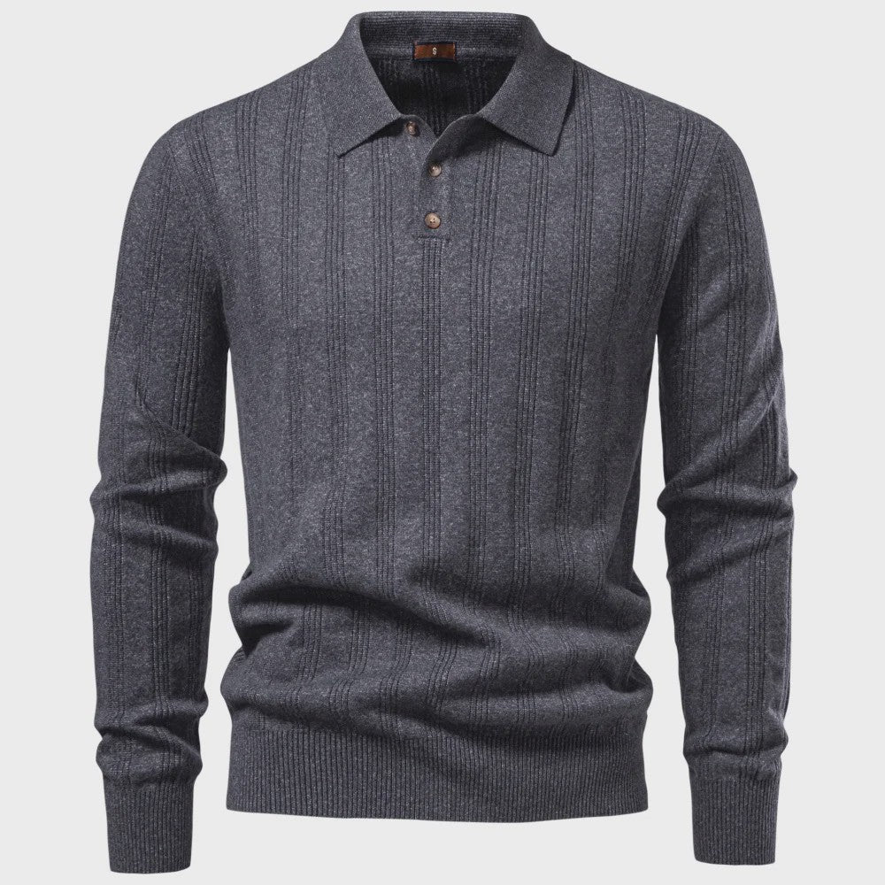 Herentrui Polo Longsleeve Gebreid Faux Cashmere - Casual & Zakelijk