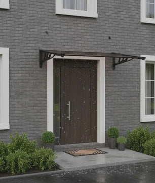 Polycarbonaat Deur Luifel met Aluminium & ABS Frame - Weerbestendig en Eenvoudig te Installeren