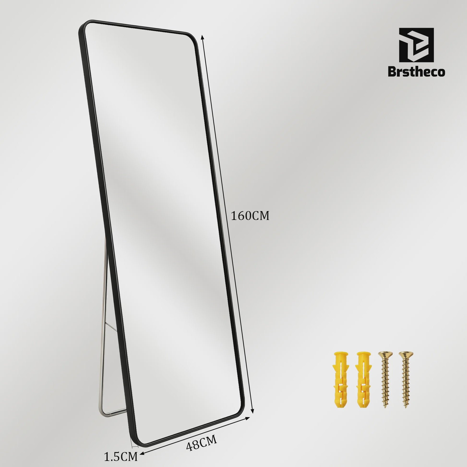 Grote Staande Spiegel 160x48cm - Volledige Lengte Spiegel met Aluminium Frame & HD Glas