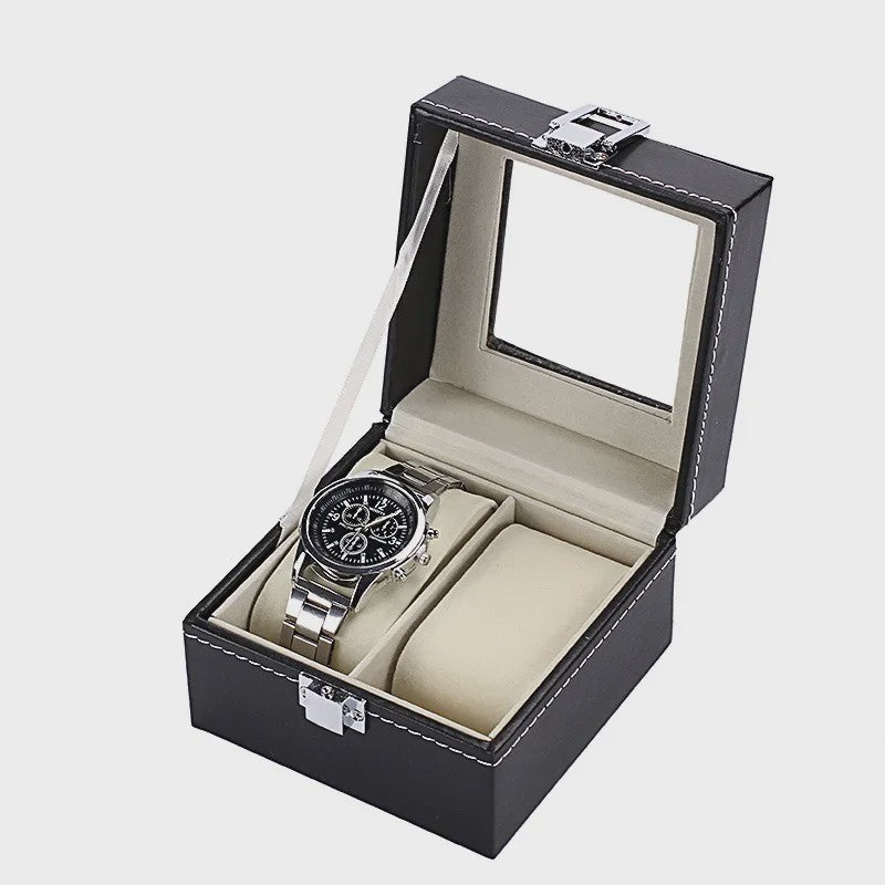 Luxe PU Leder Horlogedoos met Glazen Deksel - Diverse Vakverdelingen (2-12 Girds)