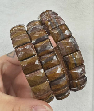 Natuurlijke Edelsteen Armband - Fluoriet & Citrien Vierkante Kralen