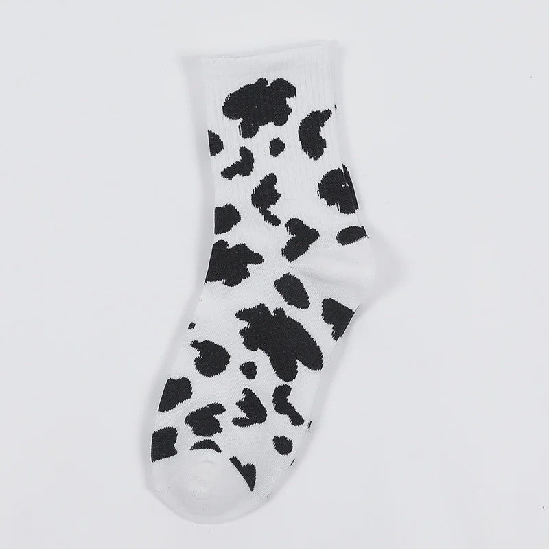 Schattige Koeienprint Sokken voor Dames & Meisjes - Trendy Streetwear & Casual Stijl