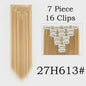 24 Inch Clip-in Haarverlenging - 7 Delig Set met 16 Clips - Synthetisch Recht Haar (Blond & Zwart)