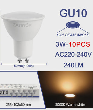 10x GU10 LED Spot Lamp 3W - Kies Warm Wit, Neutraal Wit of Koel Wit (3000K-6000K)