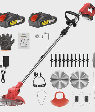Krachtige 21V Accu Grastrimmer 15000RPM - Inklapbaar, met 5 Bladen & Makita 18V Batterij Compatibel - Snoerloze Bosmaaier & Onkruidtrimmer