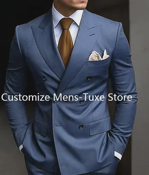 Luxe Bruin Herenpak - Double Breasted, Peak Lapel, Slim Fit Blazer & Pantalon