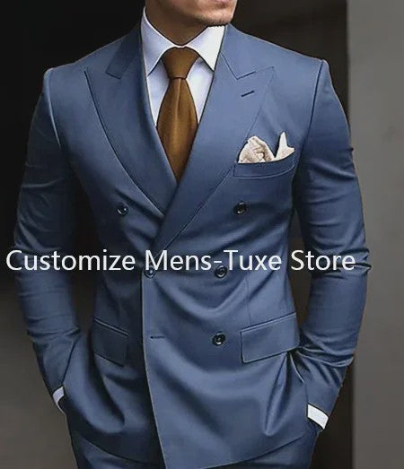 Luxe Bruin Herenpak - Double Breasted, Peak Lapel, Slim Fit Blazer & Pantalon