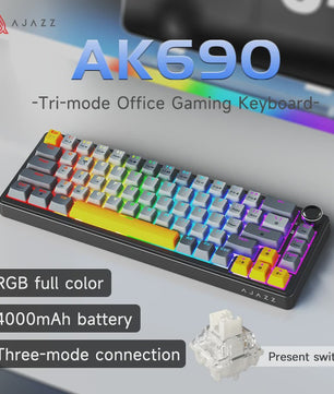 AJAZZ AK690 Mechanisch Gaming Toetsenbord - 68 Keys, Hot-Swap, USB, RGB Verlichting