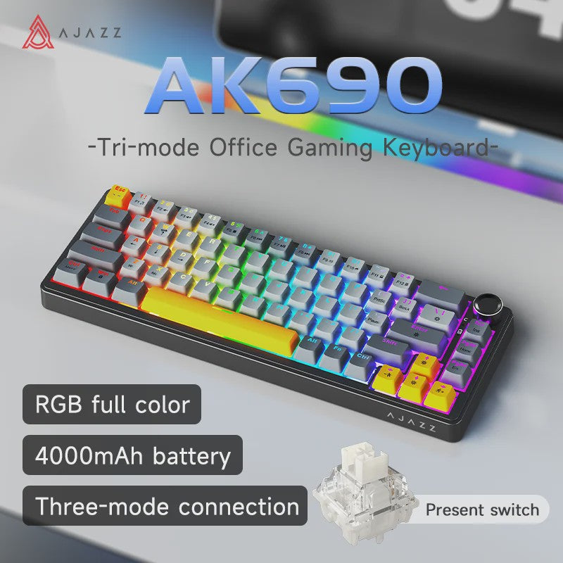 AJAZZ AK690 Mechanisch Gaming Toetsenbord - 68 Keys, Hot-Swap, USB, RGB Verlichting