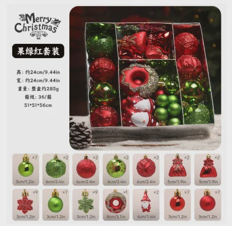 Luxe Kerstballen Set (60 Stuks) met Donut, Gnome & Sneeuwvlok Ornamenten - Goudkleurig