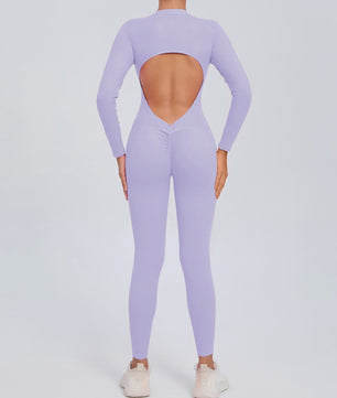 Dames Sport Jumpsuit met Lange Mouwen - Fitness & Gym Kleding - Zomer Sexy Stijl - Blauw