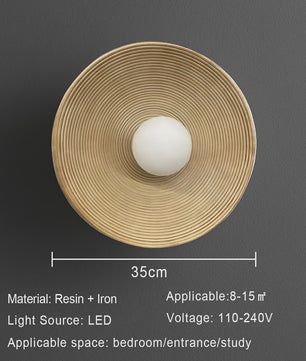 Nordic Wabi-Sabi Wandlamp Rond - Sfeervolle Resin Sconce voor Woonkamer & Slaapkamer