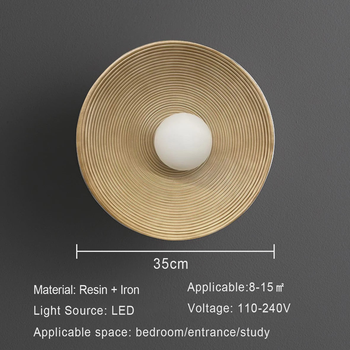Nordic Wabi-Sabi Wandlamp Rond - Sfeervolle Resin Sconce voor Woonkamer & Slaapkamer