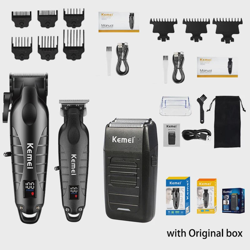 Kemei Professionele Heren Trimmer Kit - Elektrische Baard- en Haarklipper KM-2290/KM-2293/KM-1102