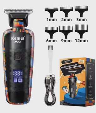 Kemei Oplaadbare Elektrische Tondeuse met Graffiti Design - Professionele Baardtrimmer & Scheerapparaat