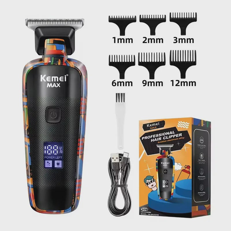 Kemei Oplaadbare Elektrische Tondeuse met Graffiti Design - Professionele Baardtrimmer & Scheerapparaat