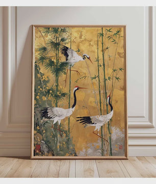Elegante Japanse Kraanvogels Poster - Aziatische Wanddecoratie op Canvas