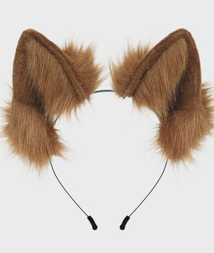 Handgemaakte Wolfsoren Haarband - Verstelbaar & Zacht voor Cosplay, Halloween & Feesten