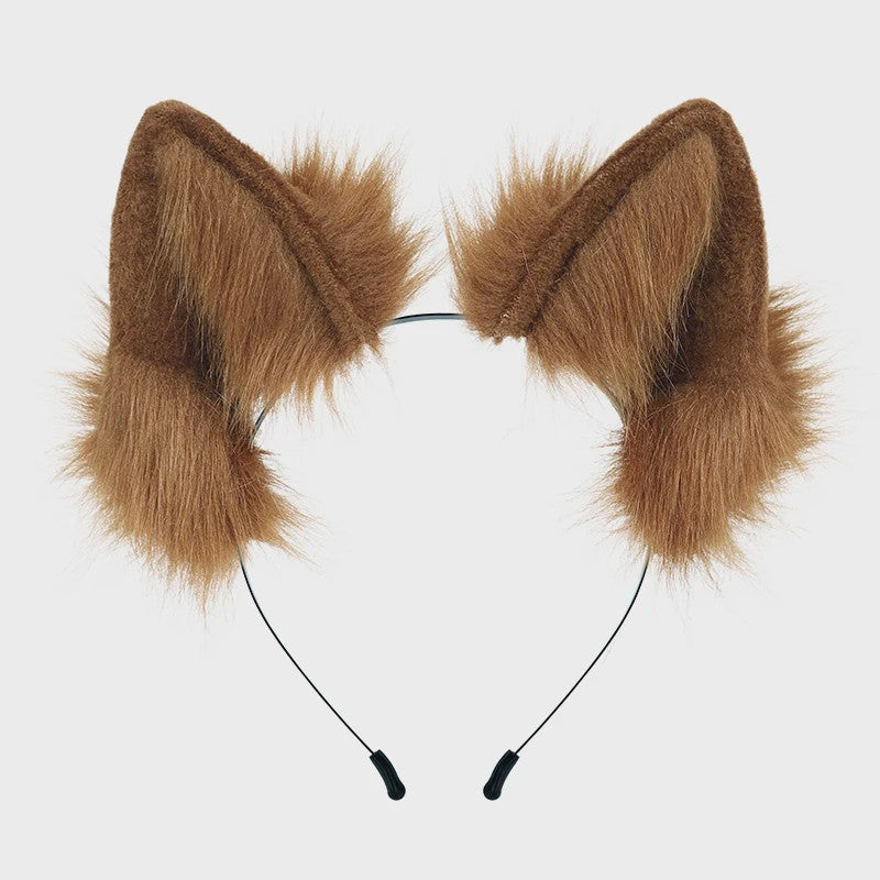 Handgemaakte Wolfsoren Haarband - Verstelbaar & Zacht voor Cosplay, Halloween & Feesten