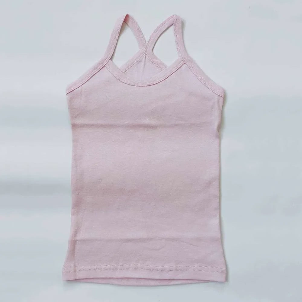Zomers Katoenen Meisjes Hemdje Mouwloos Effen Kleur T-shirt Casual Kleding 2-12 Jaar