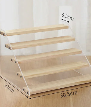Houten Display Rek met Acryl Plateaus - 2 tot 7 Lagen voor Actiefiguren & Verzamelingen