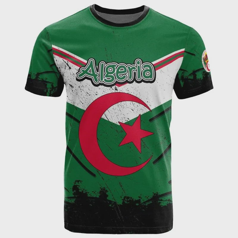 Heren T-shirt met Algerijnse Vlag 3D Graphic - Perfect voor Voetbalfans en Sportieve Gelegenheden