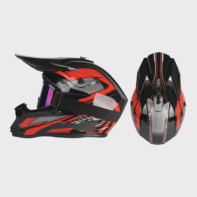 Off Road Motorcross Helm met Vizier & Goggles - Veilig & Comfortabel