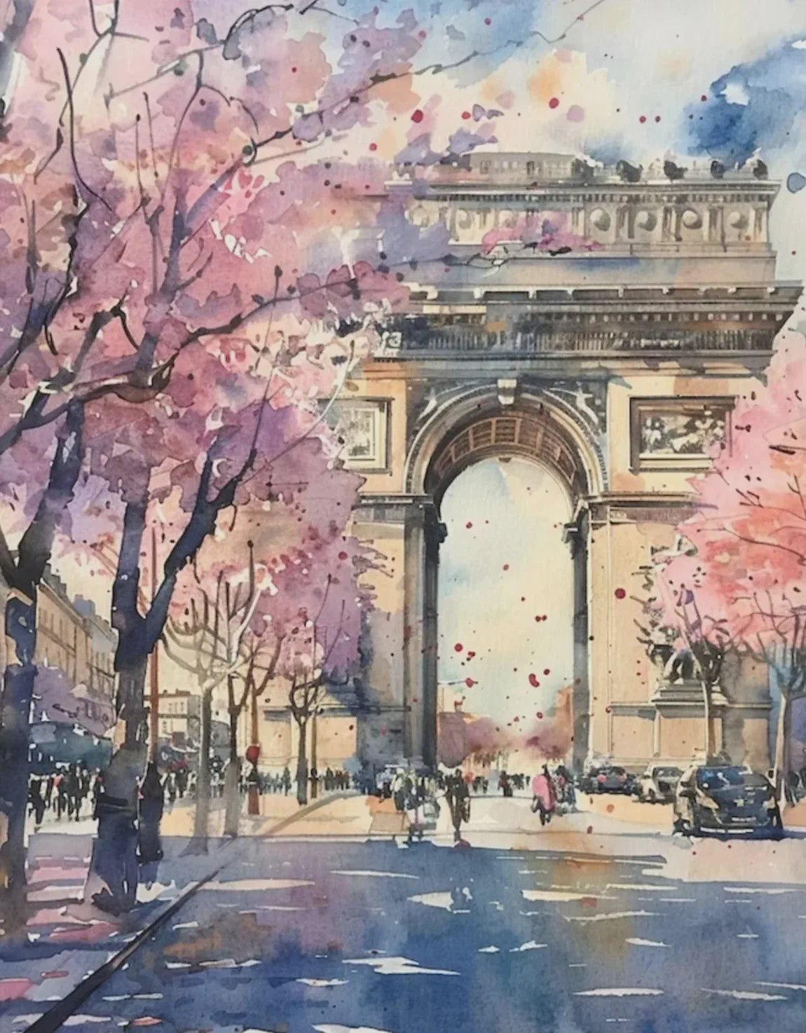 Franse Parijse Stadsgezichten Aquarel Kunst Posters Canvas Prints Wanddecoratie
