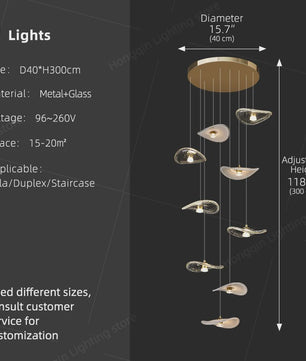 Luxe Glazen Trappenhuis Hanglamp - Moderne Lange Plafondlamp met Meerdere Pendels