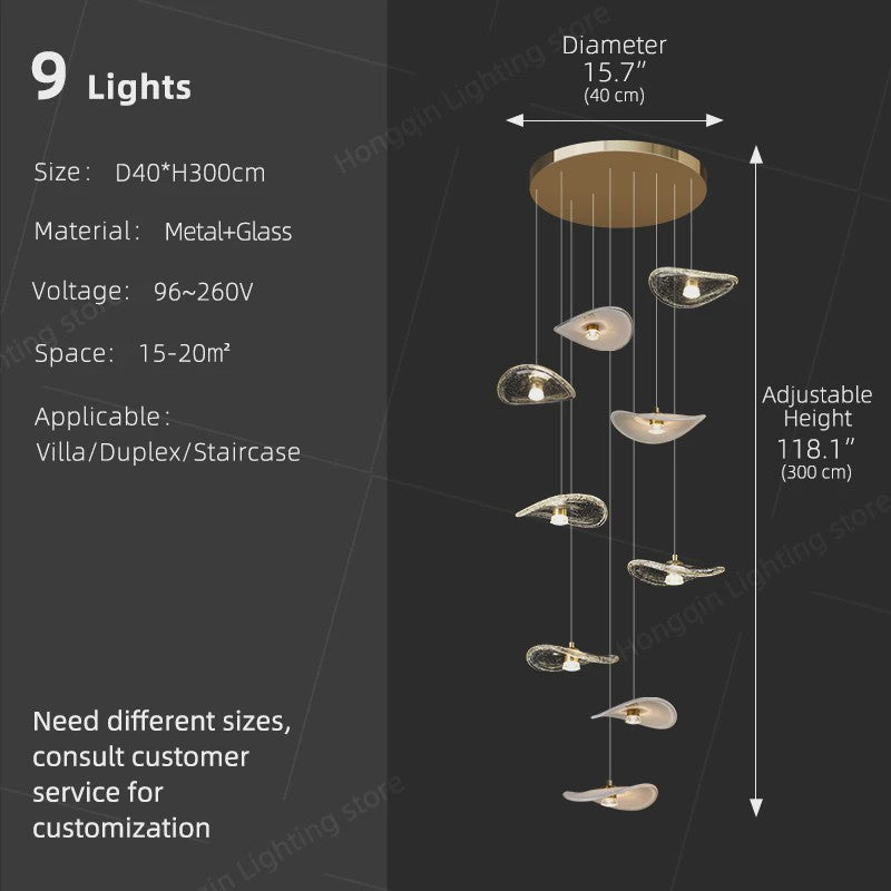 Luxe Glazen Trappenhuis Hanglamp - Moderne Lange Plafondlamp met Meerdere Pendels