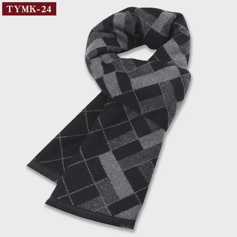 Luxe Heren Sjaal - Warme Wol & Kasjmier - Winter Ruitpatroon