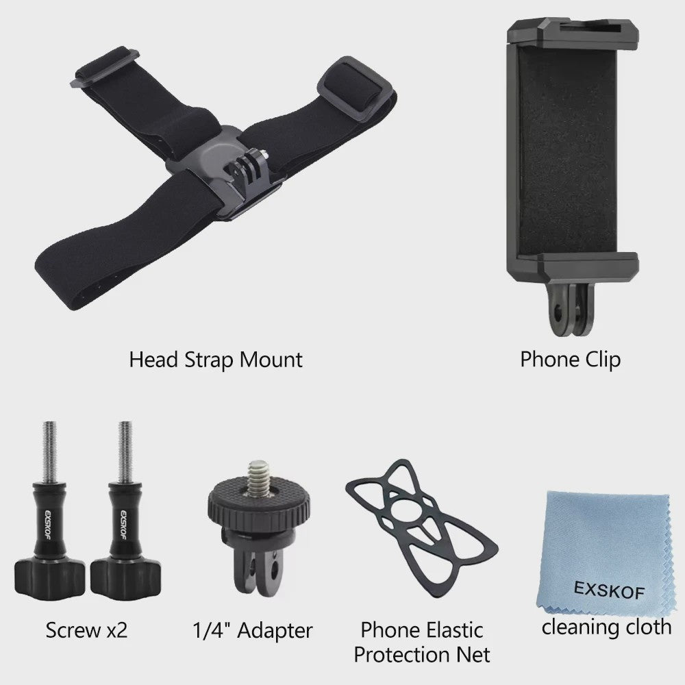 Action Camera Accessoires Kit: Hoofd- en Borstband Mount voor GoPro, Telefoon & meer