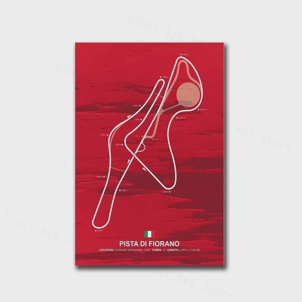 Formule 1 Circuit Poster Canvas - F1 Race Track Kunst Print voor Woonkamer Decoratie