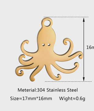 5-delige Set RVS Bedeltjes Zeeleven: Walvis, Dolfijn, Octopus, Vissenstaart & Manta Ray