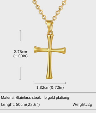 Stijlvolle Gouden Heren Ketting met Kruis Hanger - Roestvrij Staal, Vintage Mode Sieraden