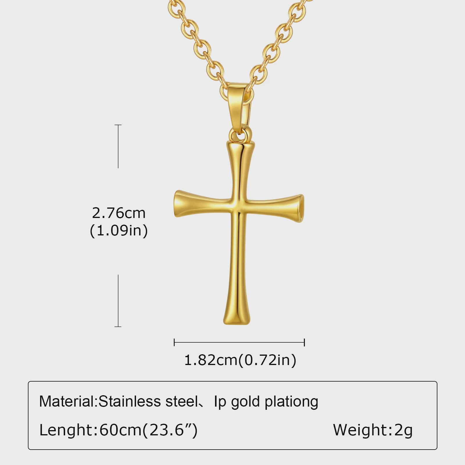 Stijlvolle Gouden Heren Ketting met Kruis Hanger - Roestvrij Staal, Vintage Mode Sieraden